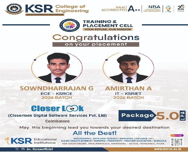 Placed Students -(2022 -  2026 Batch)